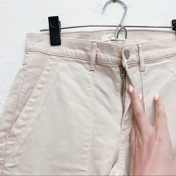 Ann Taylor LOFT Cream Raw Hem High Rise Skinny Utility Pant Size 2 - Picture 7 of 16